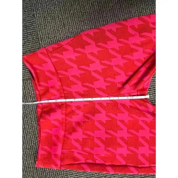 ISLE by Melli Rayan Retro Pink Houndstooth Wide Leg Pants Statement Trousers - Picture 7 of 8